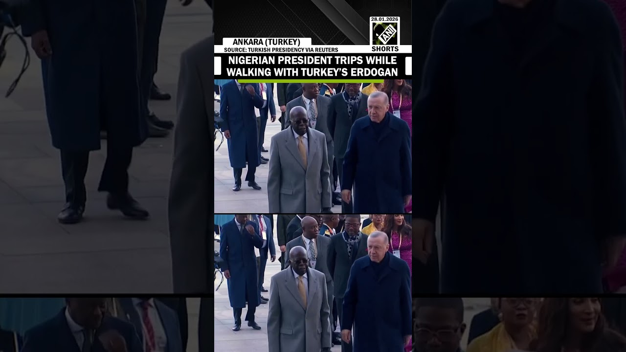 MOMENT: Nigerian President Tinubu trips while walking with Turkey's Erdogan in Ankara