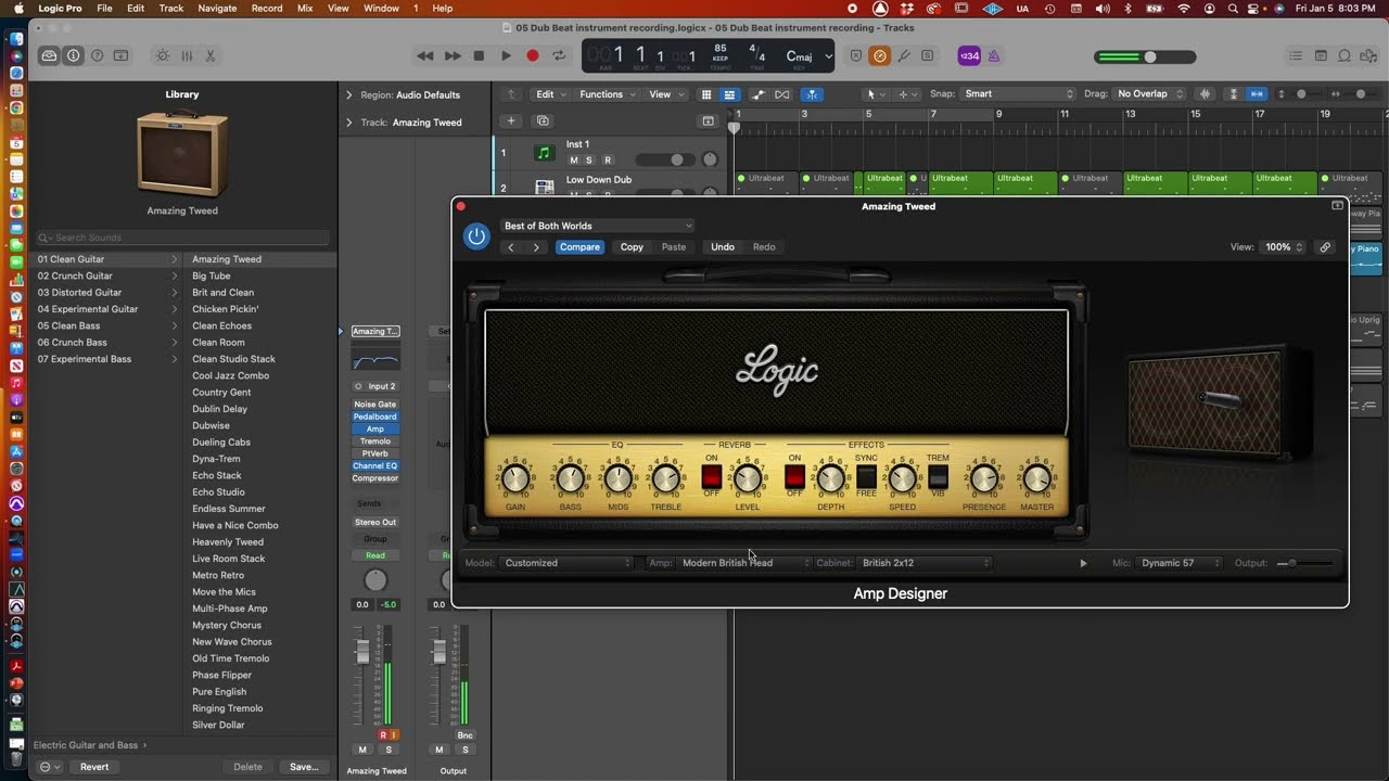 Recording guitar in Logic Pro
