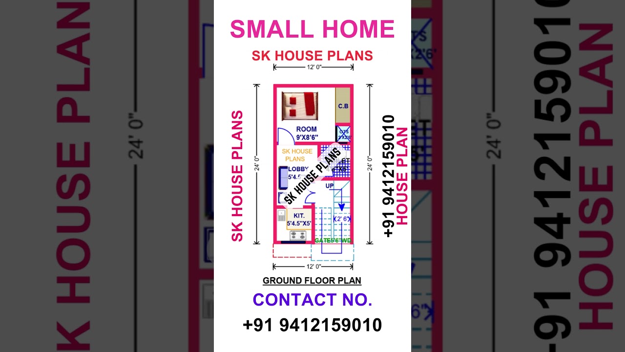 12 X 24 Popular Home Design 288 sqft | 32 Gaj Map by SK House Plans {Serial Number 1864}