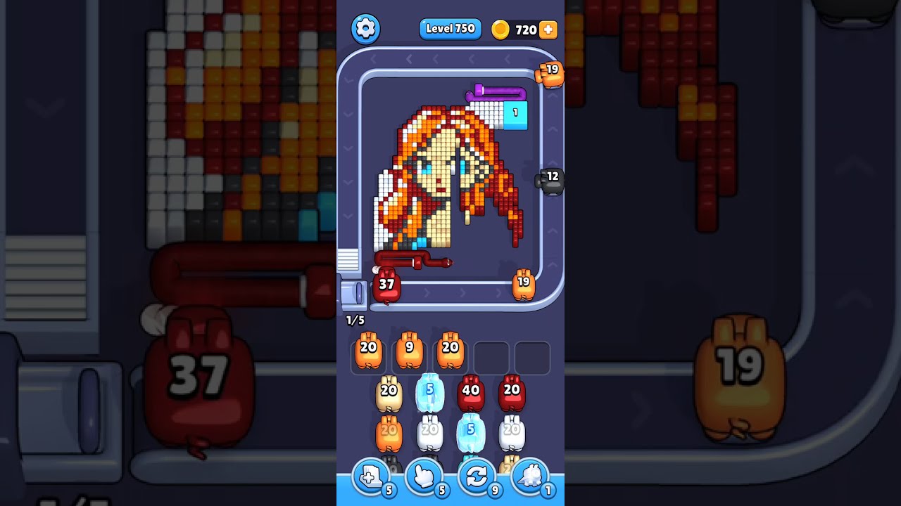 Pixel flow - Level 750 - walkthrough without power ups
