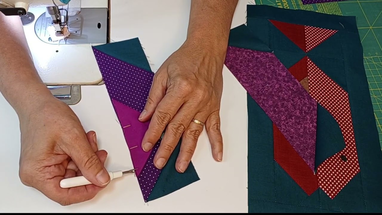 Bloco de Patchwork em Formato de Peixe #patchwork #retalhos