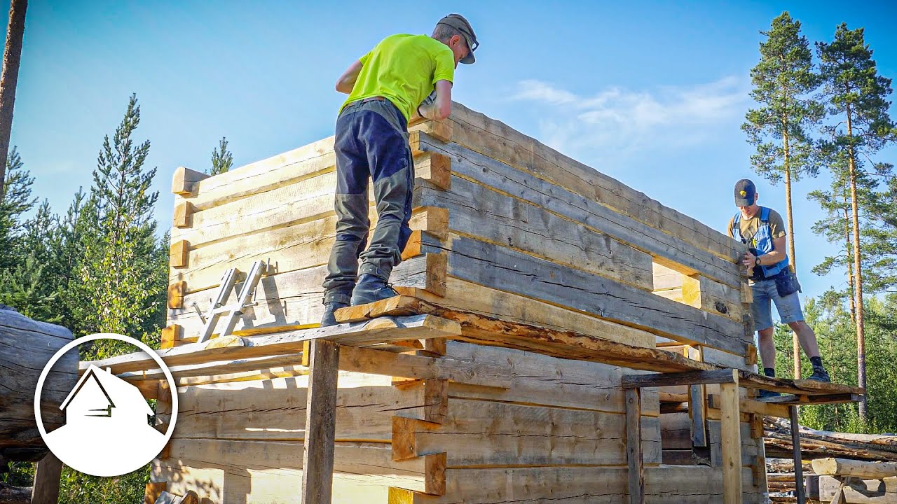 Modern dovetail log garage | Finishing the frame