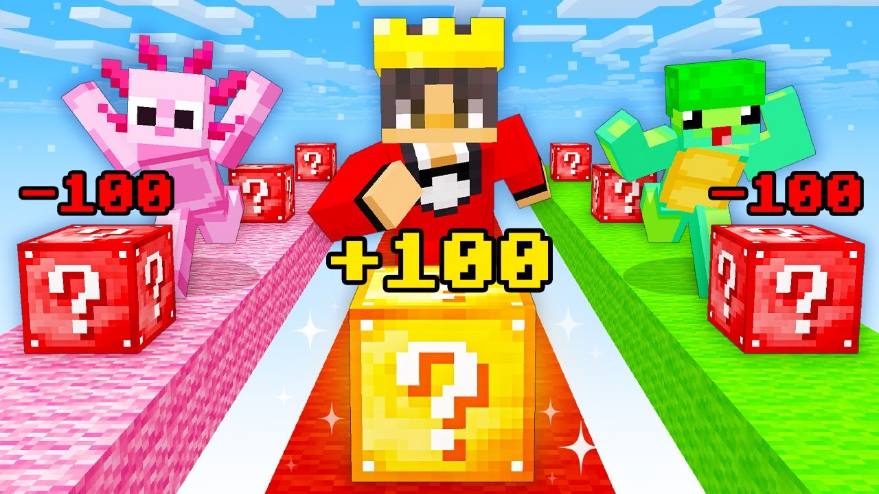 Cheating With +100 LUCKY BLOCKS in a LUCKY BLOCK RACE in Minecraft!