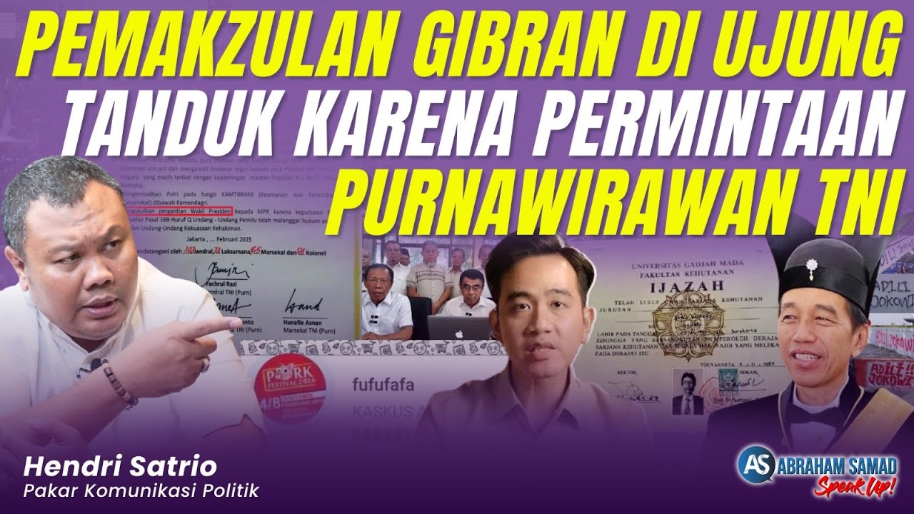 Pemakzulan Gibran di Ujung Tanduk Karena Permintaan Purnawirawan TNI | #SPEAKUP