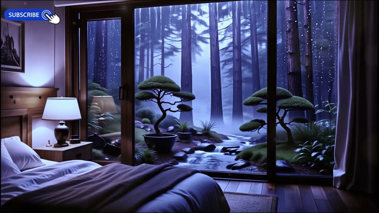 Sleep in a Rainy Bedroom 🌙 Rain on Window & Calm Piano (3 Hours)