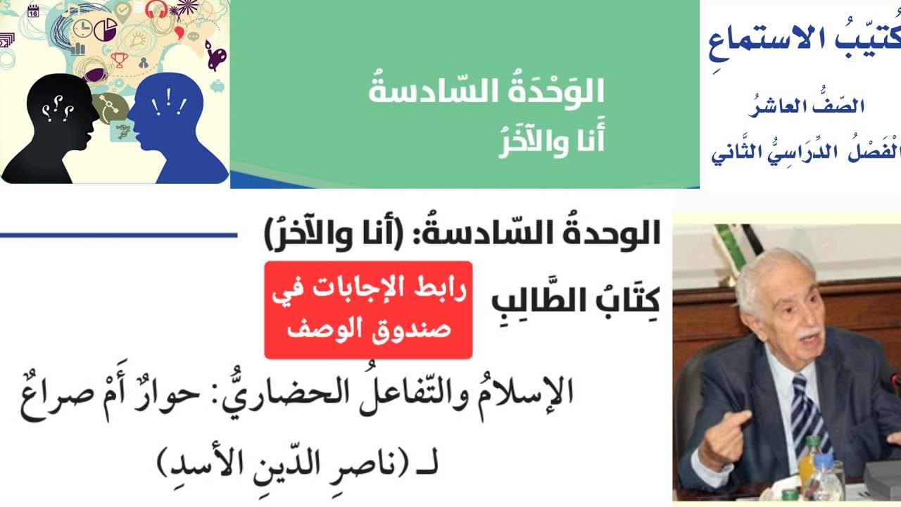 نص الاستماع صف عاشر عربي الإسلام و التفاعل الحضاري حوار أم صراع ناصر الدين الأسد الوحدة السادسة