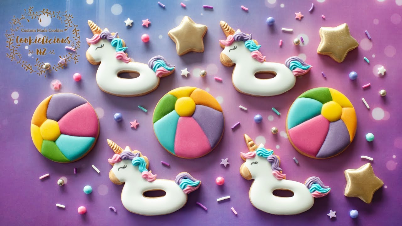 How to decorate UNICORN FLOAT & BEACH BALL cookies ~ Simple & Cute Summer Cookies!