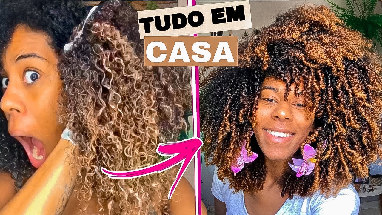 DESCOLORI MEU CABELO CACHEADO EM CASA / como clarear cabelo cacheado em casa dicas e truques