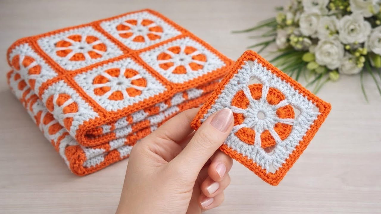 Gorgeous Easy Crochet Blanket Motif Pattern🤎#crochet #knitting #tığişi 