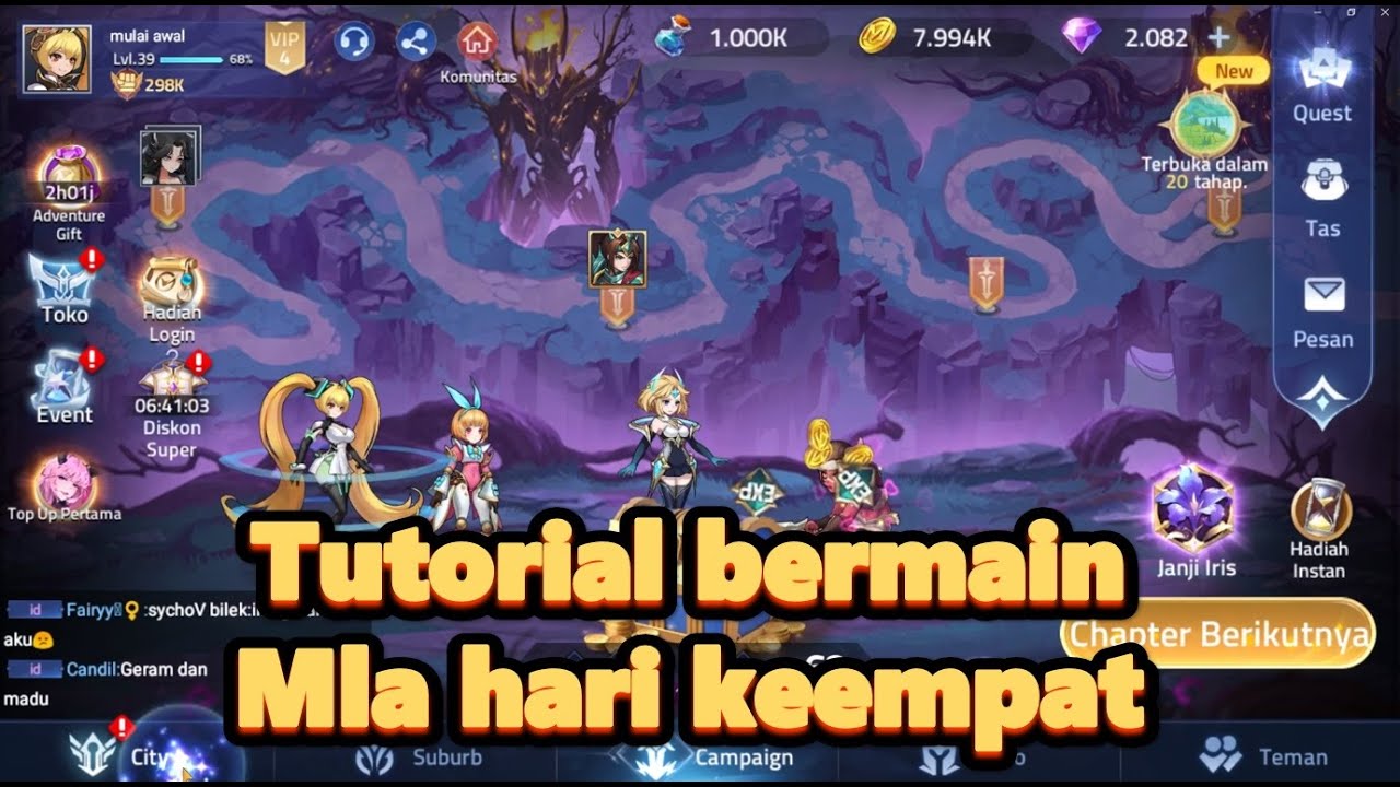 Tutorial bermain mla bagi pemula di hari keempat - turorial pemula 2025 - Mobile legends adventure