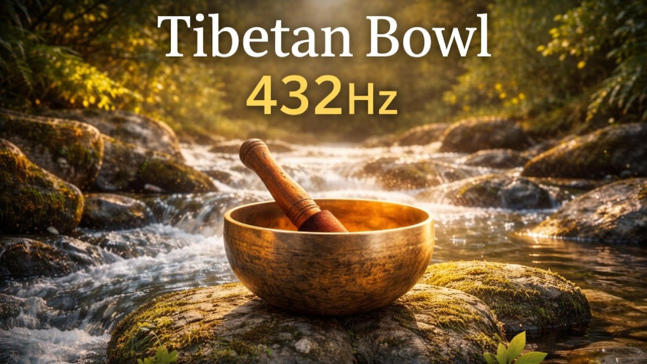 432Hz Tibetan Bowl & River Sounds | Deep Relaxation • Stress Relief • Healing Frequencies