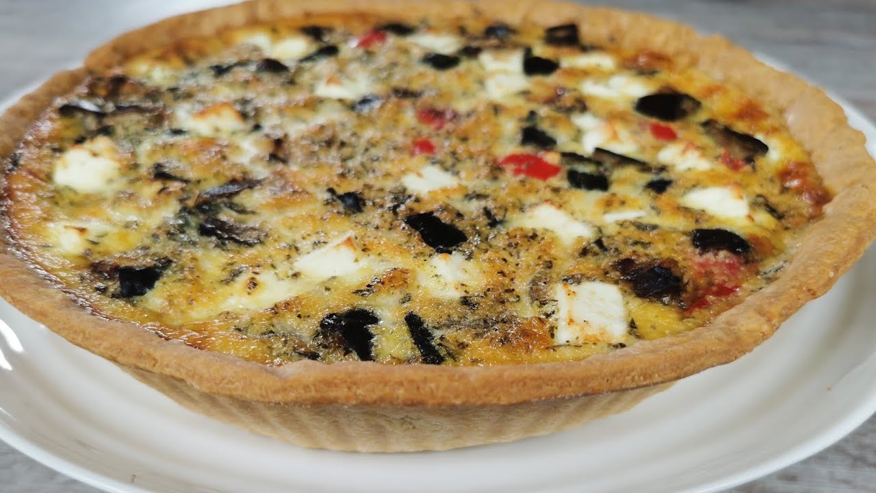 Roasted Mediterranean Vegetables & Feta  Quiche-A Colourful Quiche