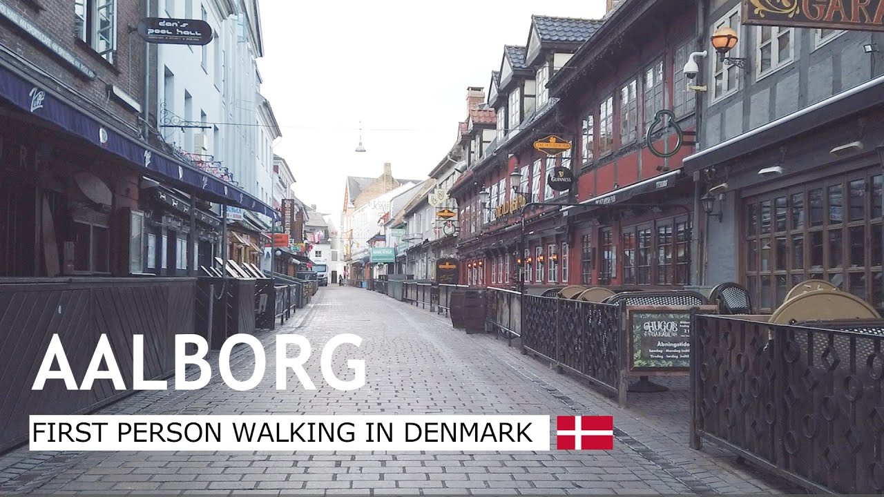 First person walk through Aalborg. Jomfru Ane gade, the monastery, the castle, the waterfront