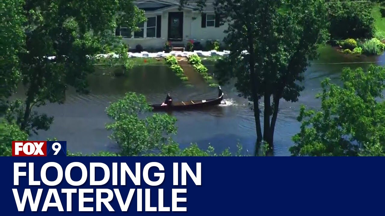 SkyFOX over floodwaters in Waterville, Minnesota [RAW]