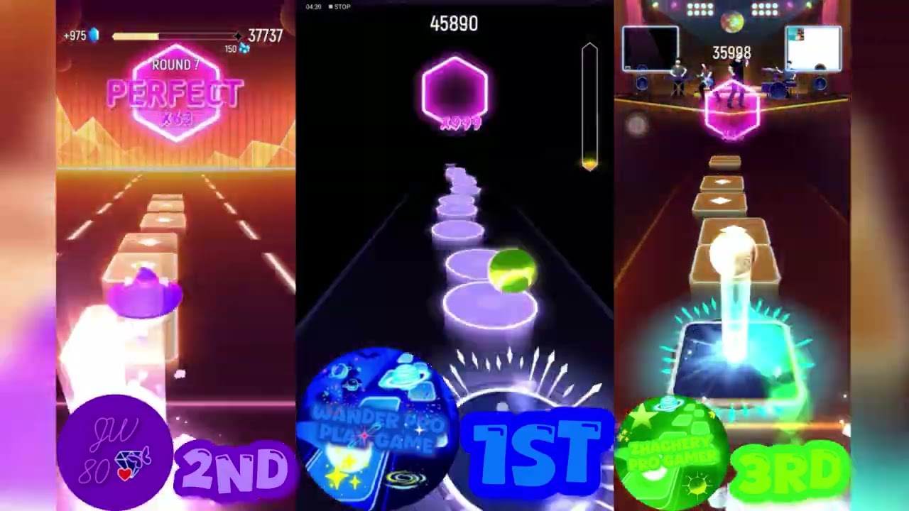 Tiles Hop: EDM Rush: Lost Sky x Chris Linton - Fearless pt.ll | Me vs @WanderProGamer vs @JW80.