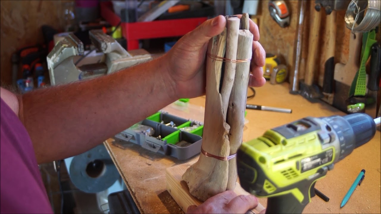 DIY lampe en bois flotté