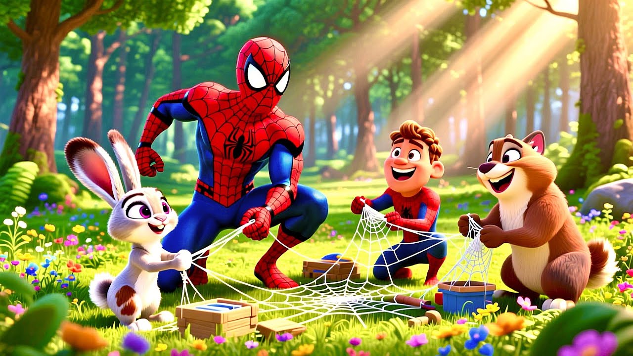Forest animal stories featuring SpongeBob, Spider-Man, and Batman،#storytime ,#stories #cartoon 