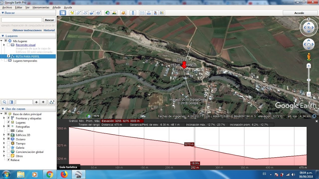 GOOGLE EARTH - PERFIL DE TERRENO (TOPOGRAFICO)