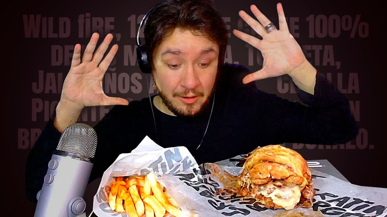 🍔 ASMR | COMIENDO HAMBURGUESA con Tocineta, Jalapeños Apanados, Cebolla Picante, Queso Mozzarella 🍔