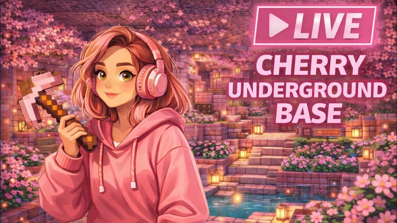 Building A Cherry Underground Base Minecraft (Portrait) #girlgamer #minecraft #gaminggirl 