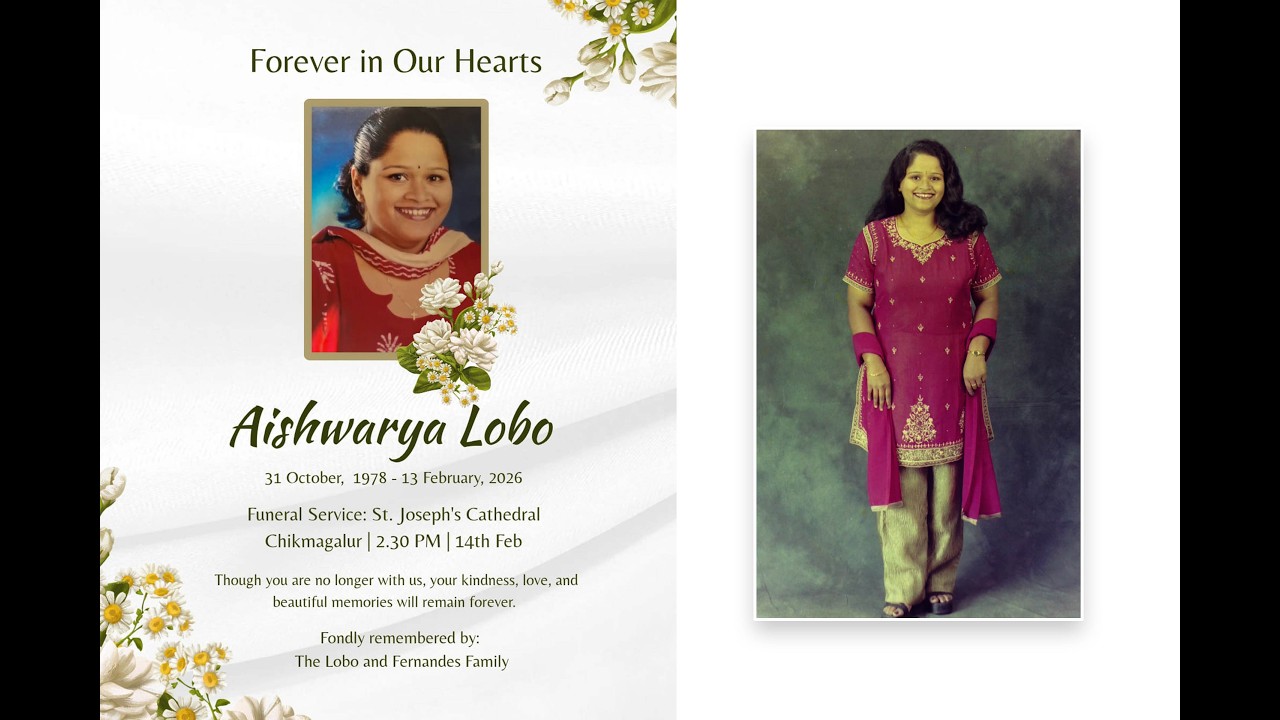 Funeral mass of Aishwarya Lobo