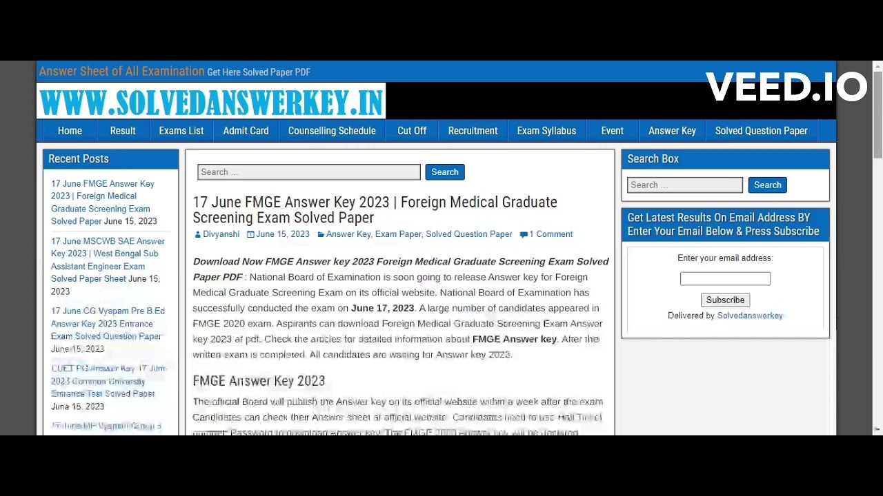 17 June FMGE Answer Key 2023 | Foreign Medical Graduate Screening Exam Solved Paper