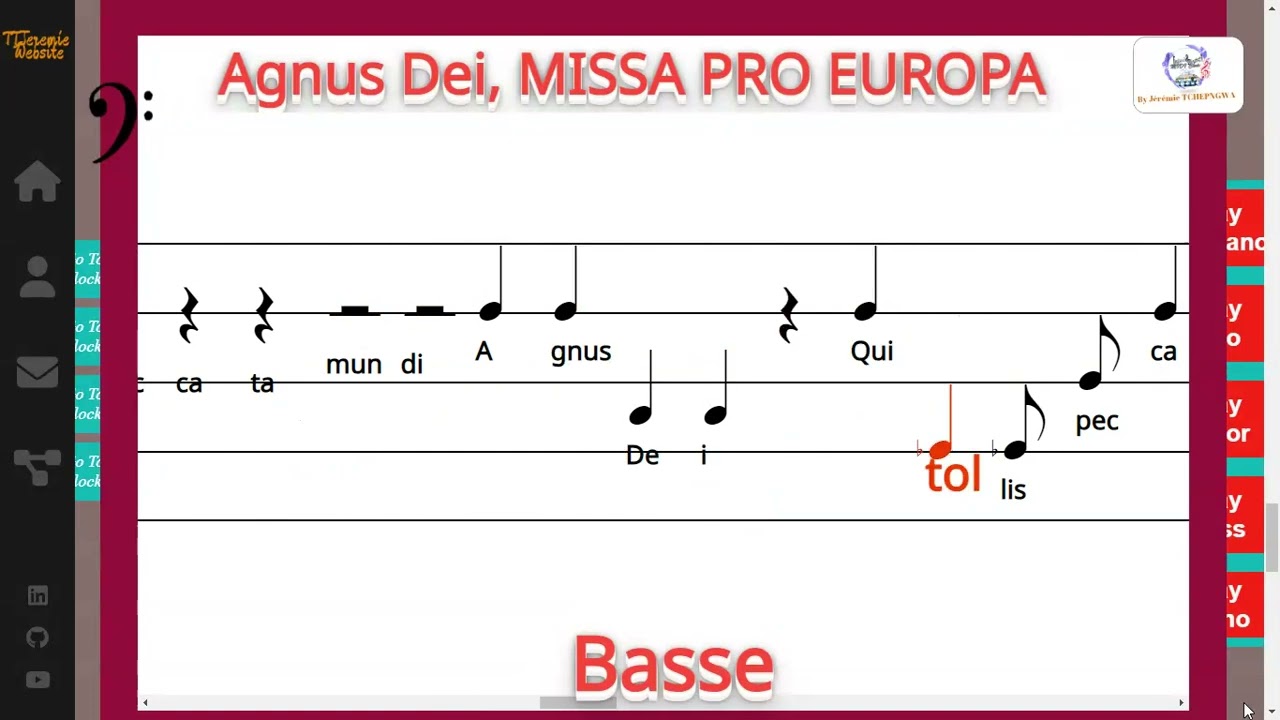 Agnus Dei, MISSA PRO EUROPA - Jacques Berthier - Basse
