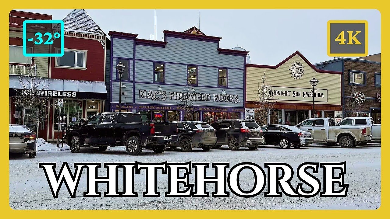 4K Walking Tour of Downtown Whitehorse & MacBride Museum | Snowy Winter Day in Yukon, Canada