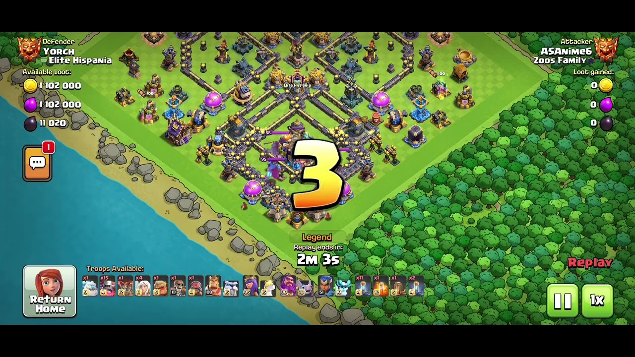 COC. TH18 legend modifier 3 stars attacks. Throwers with totems.