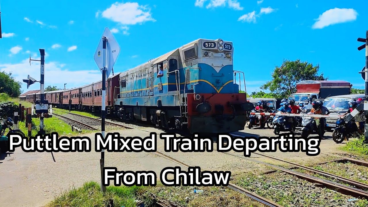 Colombo to Puttlem Mixed Train Departing From Chilaw With Class M2 573 Diesel Locomotive