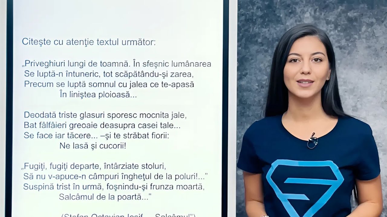 Test inițial la limba română cu poezia „Salcâmul” și exerciții gramaticale - Clasa a VII-a