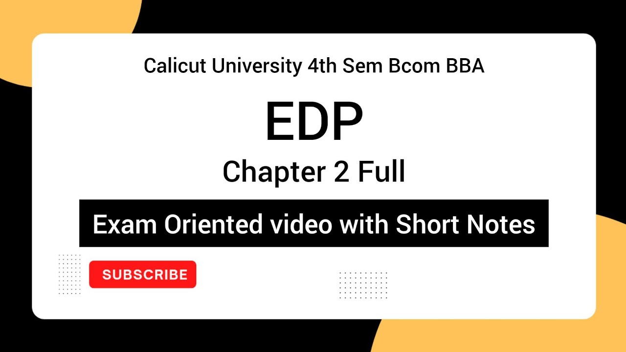 Calicut University| 4th Sem Bcom BBA |EDP| Chapter 2 Full |Exam Oriented |With Short Notes|