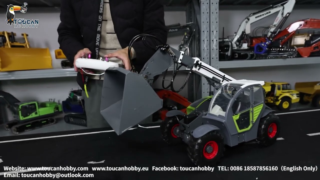 JDM-128 1/14 RC гидравлический телескопический многофункциональный вилочный погрузчик с двумя ско...