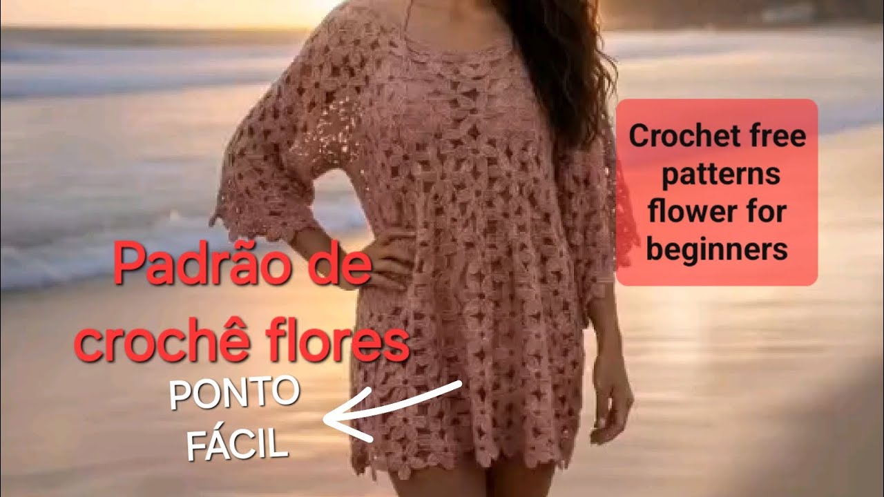 Ponto croche flores. Blusa Flowers.  Part 1