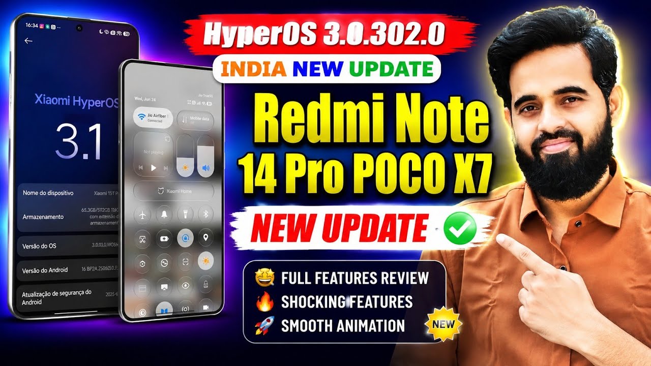 Redmi Note 14 Pro POCO X7 HyperOS 3.0.302.0 India Update Released 😍 New Features Review, Animation