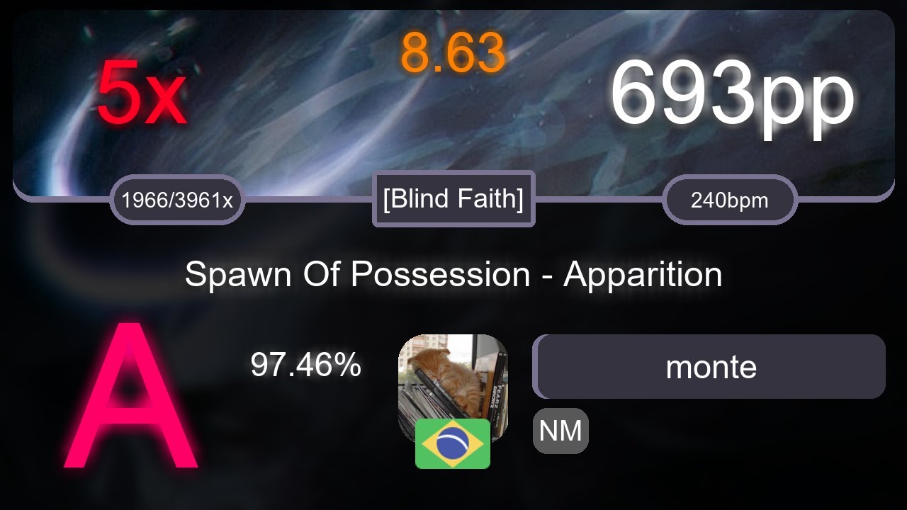 [8.63 ⭐] monte 5x miss on | Spawn Of Possession - Apparition [Blind Faith] 97.46% 693pp