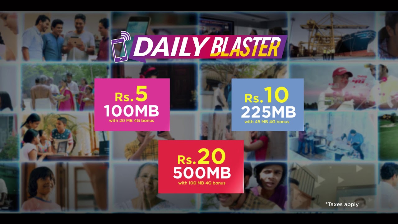 Daily Blaster mobile prepaid Data plans from Rs. 5 onwards
