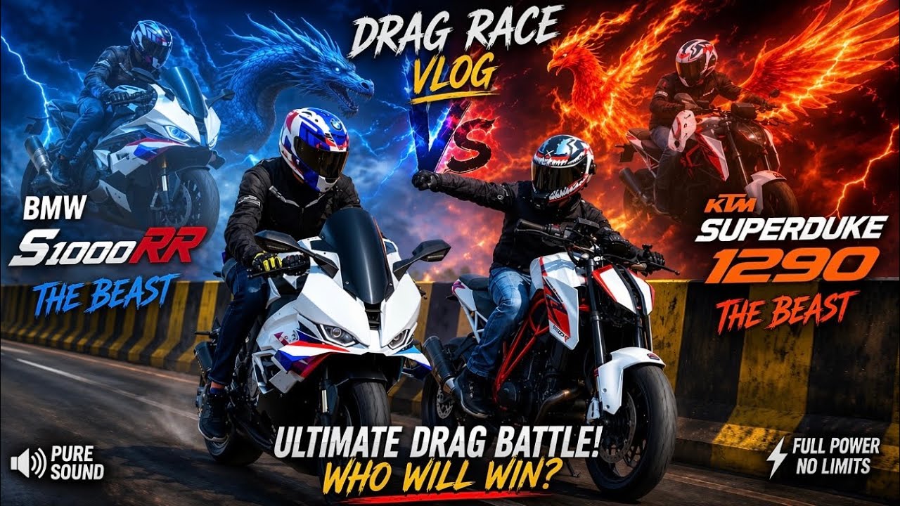 KTM Superduke1290 VS BMW S1000RR 2025 model (Drag Race)| First time in India🇮🇳| Shocking Result🤯😱