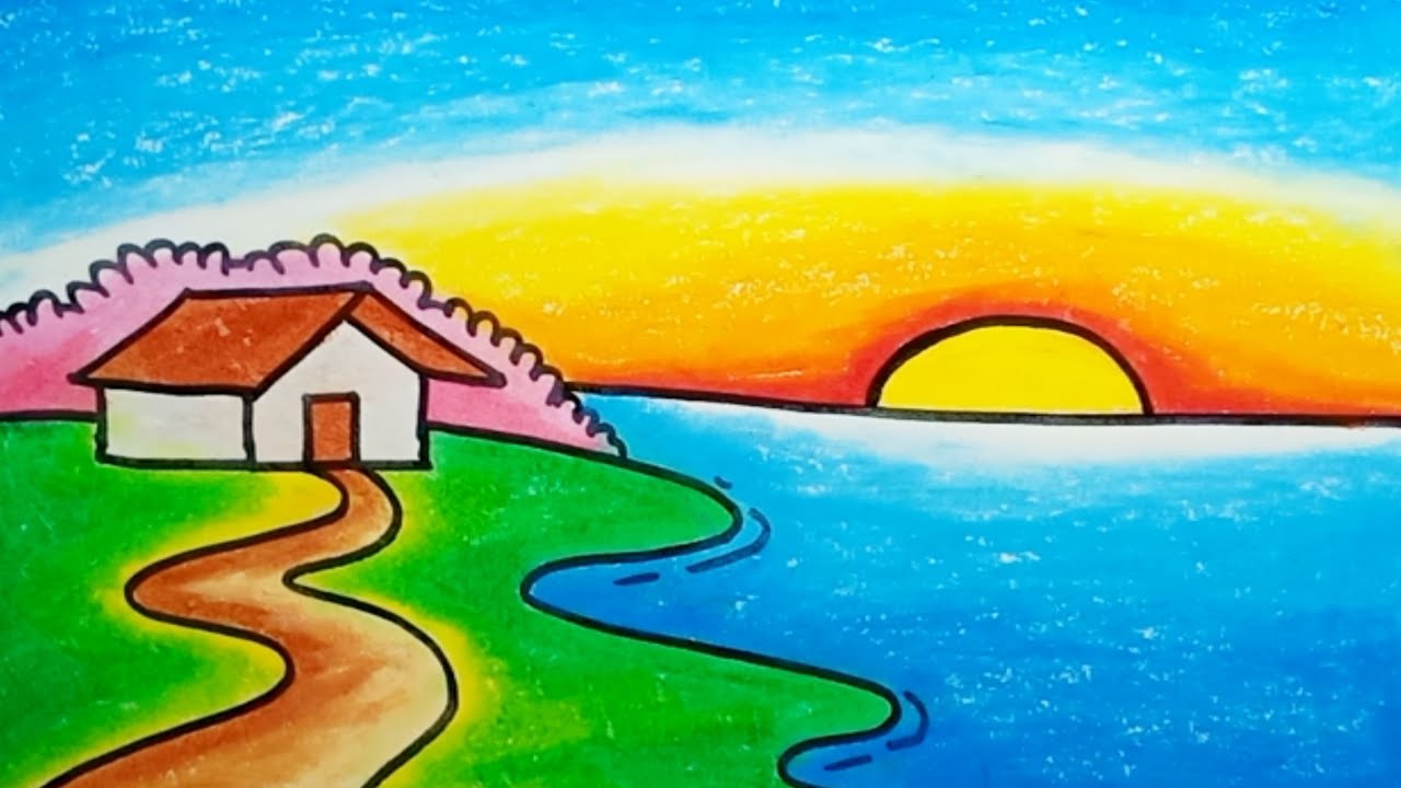 How To Draw Sunrise Scenery Step By Step |Drawing Sunrise Easy For Beginners