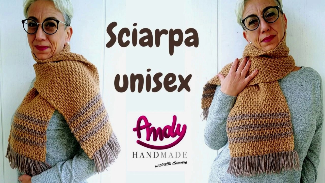 TUTORIAL Sciarpa Uomo/Unisex  uncinetto facile ** Man scarf crochet ** Easy crochet