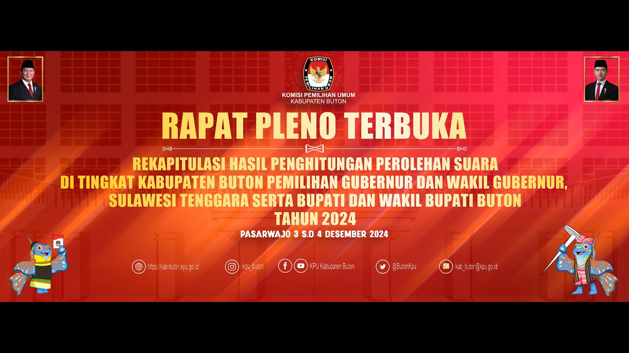 RAPAT PLENO TERBUKA REKAPITULASI PEROLEHAN SUARA PEMILIHAN GUBERNUR SULTRA & BUPATI BUTON