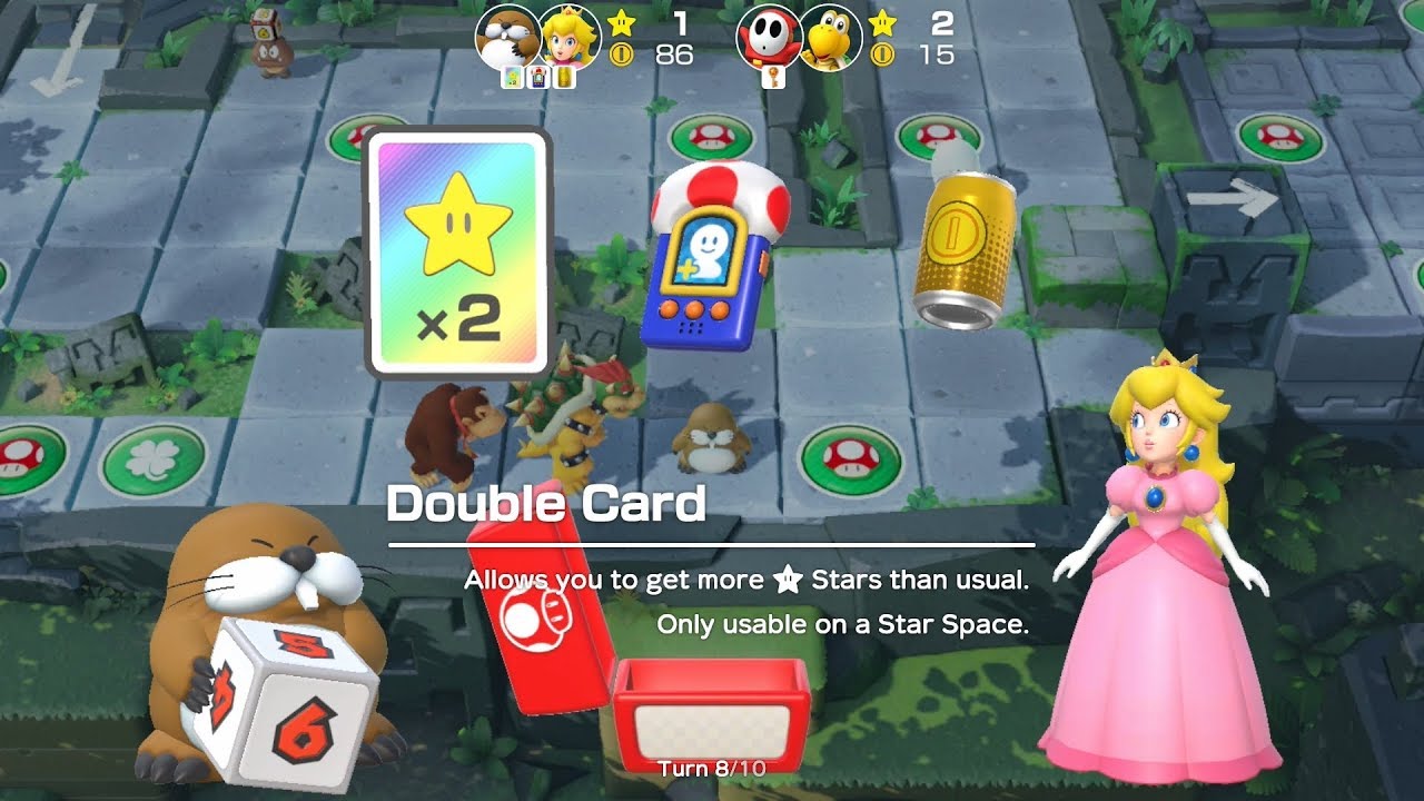 Super Mario Party Partner Party #226 Domino Ruins Treasure Hunt Monty & Peach vs Shy Guy & Koopa