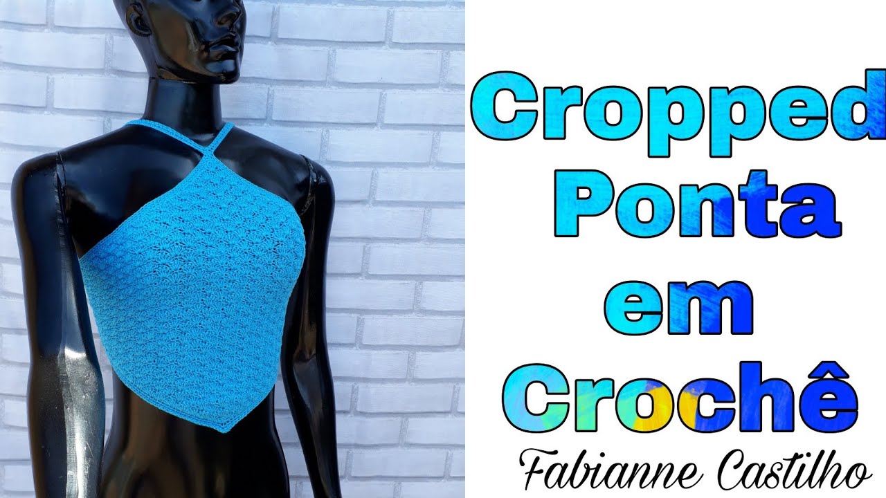 Cropped ponta em crochê,Por Fabianne Castilho