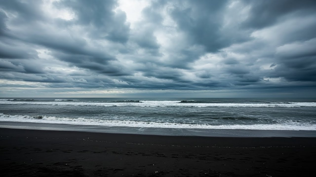 Quiet Night Ocean Ambience | Healing Sound for Emotional Balance at Night with Rolling Waves