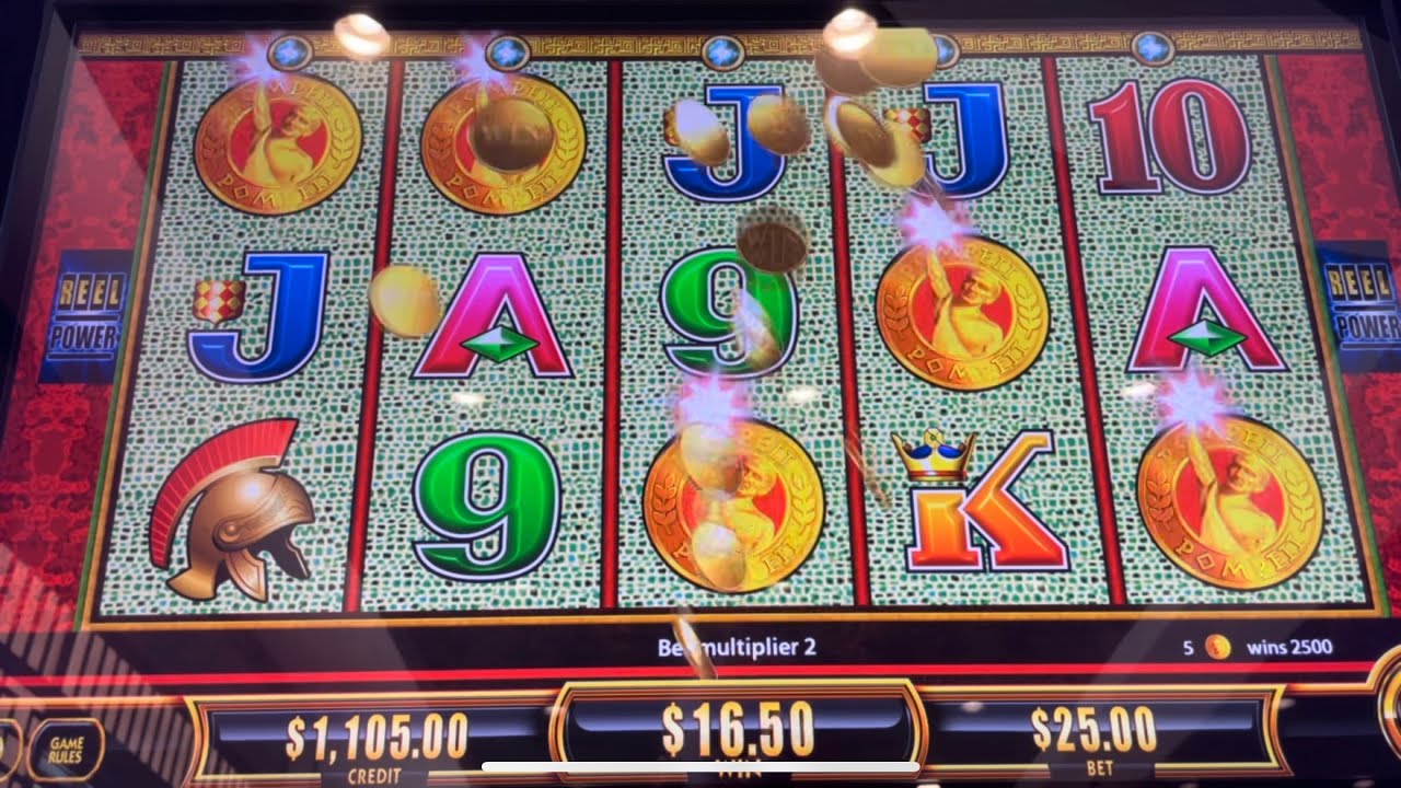 Pompeii Reel Power $25/Spin - FIVE COINS - High Limit Slot Play