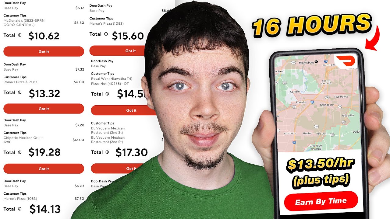 I DoorDashed For 16 Hours Straight (on Earn By Time)