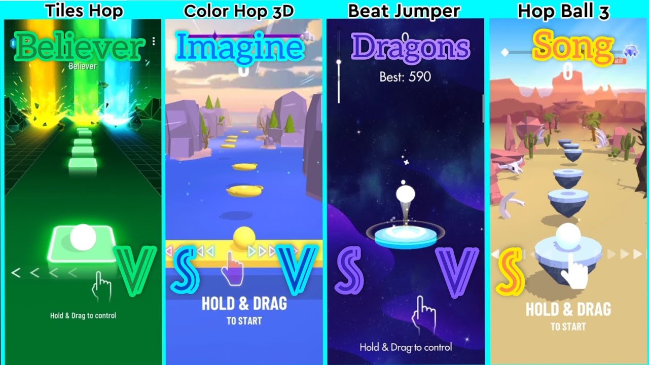 Believer - Tiles Hop Vs Color Hop 3D Vs Beat Jumper Vs Hop Ball 3