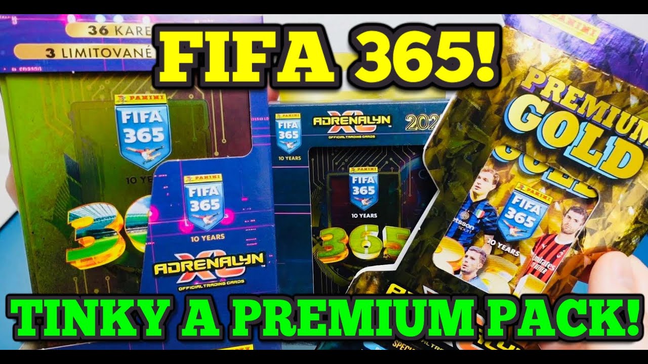 Tin Box + Premium Gold Pack! 2025 PANINI FIFA 365 Break! Fotbalové kartičky Adrenalyn Fifa 365!