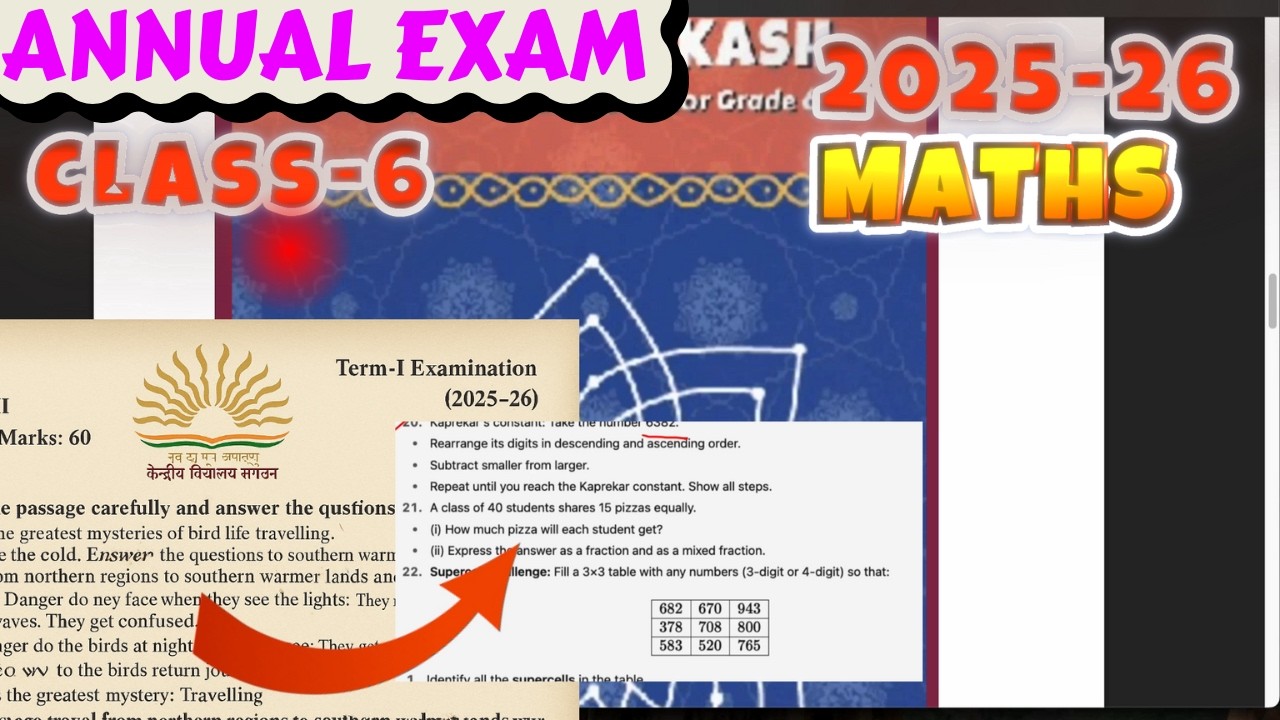 Class-6 Maths/ Annual Exam Question Paper New Sylabus || KVS Paper Session 2025-26 ||