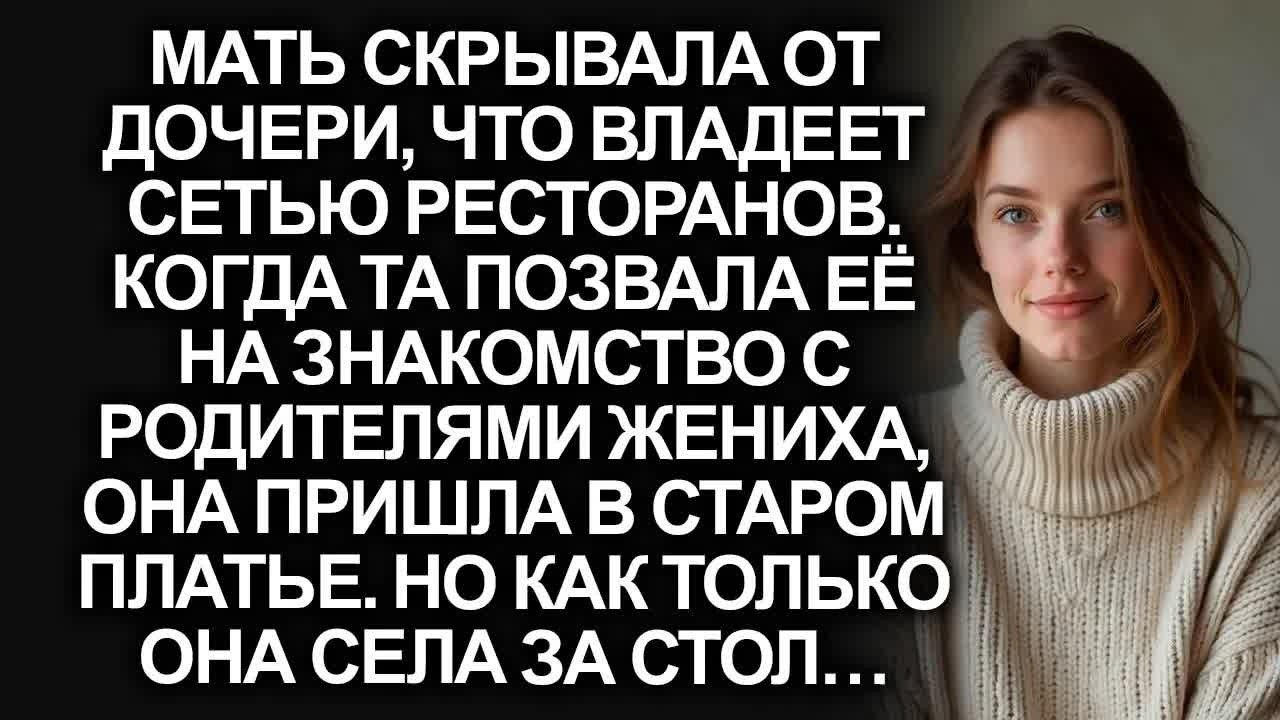 Мать владела сетью ресторанов, но пришла к жениху дочери в старом платье. А едва села за стол...